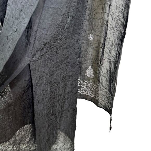 Vintage 90s Sue Wong Maxi Dress Gown Medium Black Silver Square Neck Layered - Picture 5 of 8